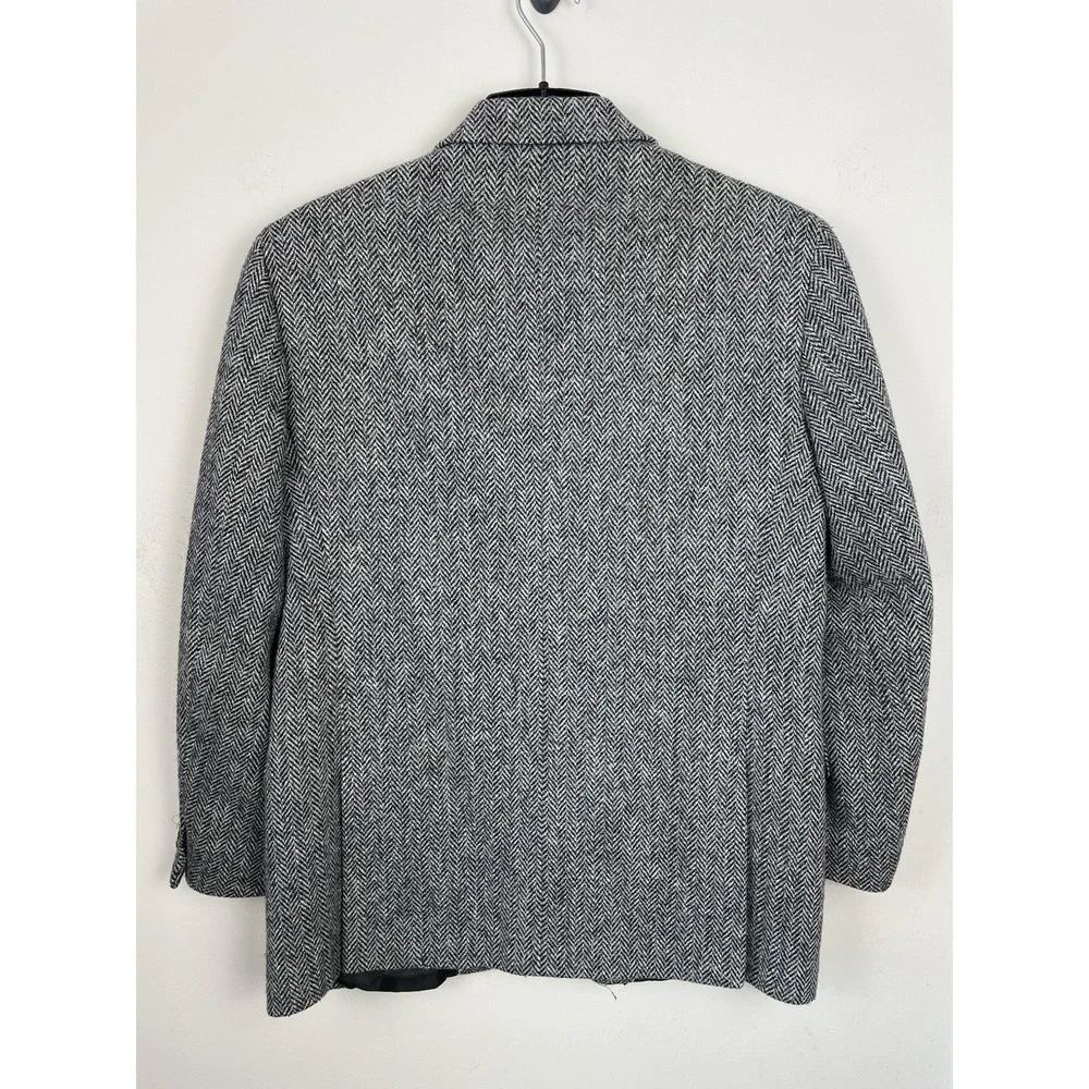 Harris Tweed Stafford Blazer Mens 42R Gray Herringbone‎ Wool Sport Coat Classic